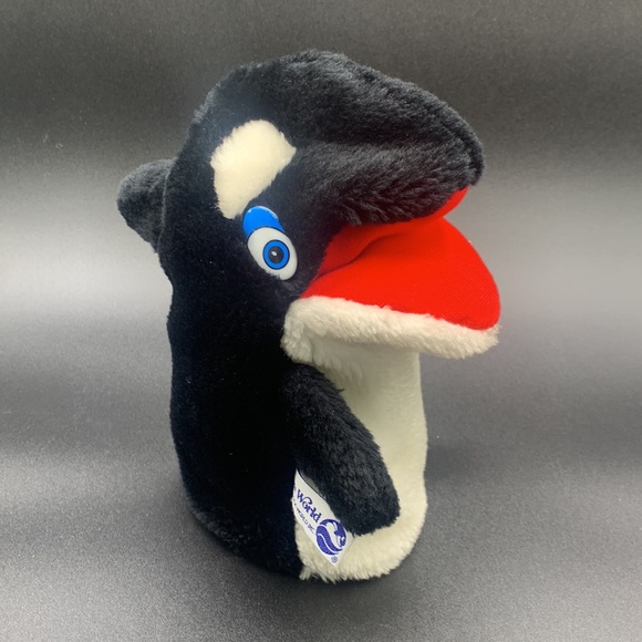 Vintage Sea World Plush Whale Shamu Hand Puppet 8" Orca Squeaker Mouth - Picture 3 of 6